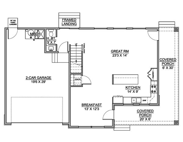 Architectural House Design - Farmhouse Floor Plan - Main Floor Plan #1073-28