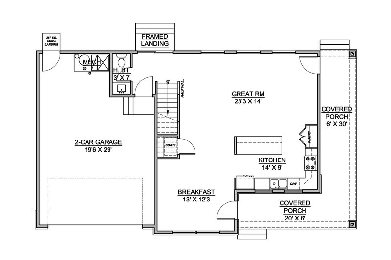 Home Plan - Floor Plan - Main Floor for Farmhouse House Plan #1073-28 - 3 bed, 2.5 bath