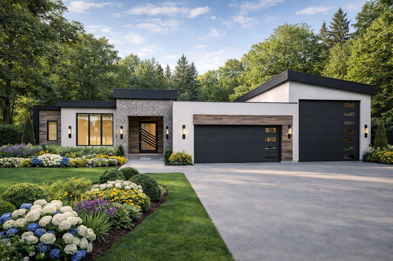 Contemporary Style House Plan - 4 Beds 3.5 Baths 4291 Sq/Ft Plan #1111-23 Exterior