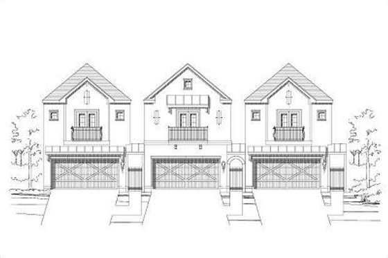 Exterior - Front Elevation for European House Plan #411-693 - 3 bed, 2.5 bath