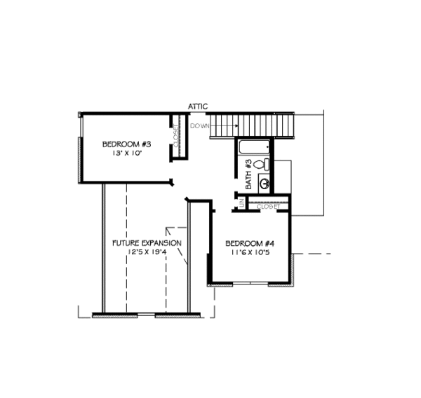 Traditional Floor Plan - Upper Floor Plan #424-147