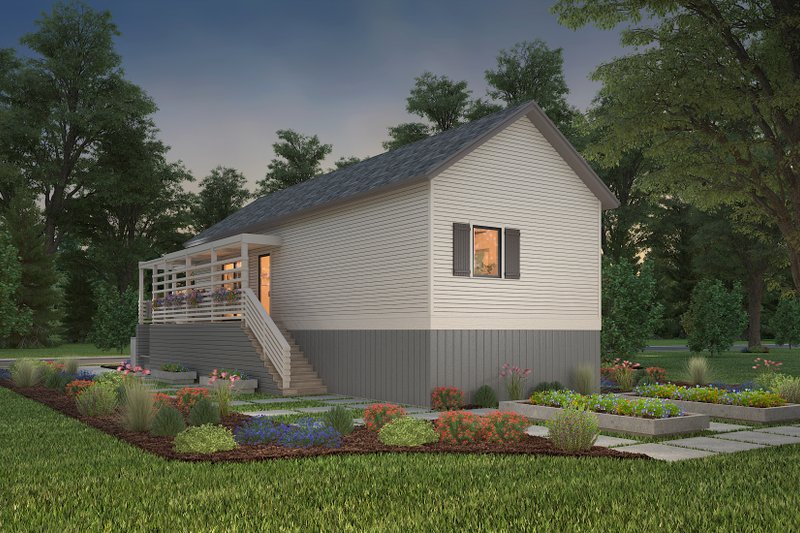 House Blueprint - Exterior - Rear Elevation 2 for Cottage House Plan #497-23 - 2 bed, 2 bath