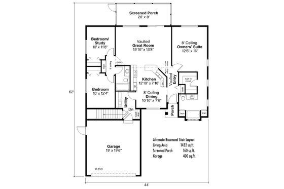 Floor Plan - Other Floor for Mediterranean House Plan #124-433 - 3 bed, 2 bath