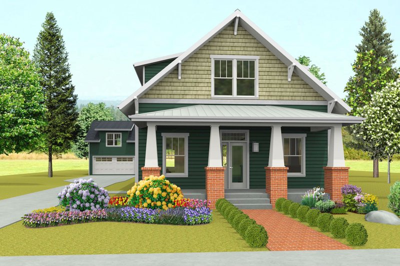 House Blueprint - Craftsman Exterior - Front Elevation Plan #461-42