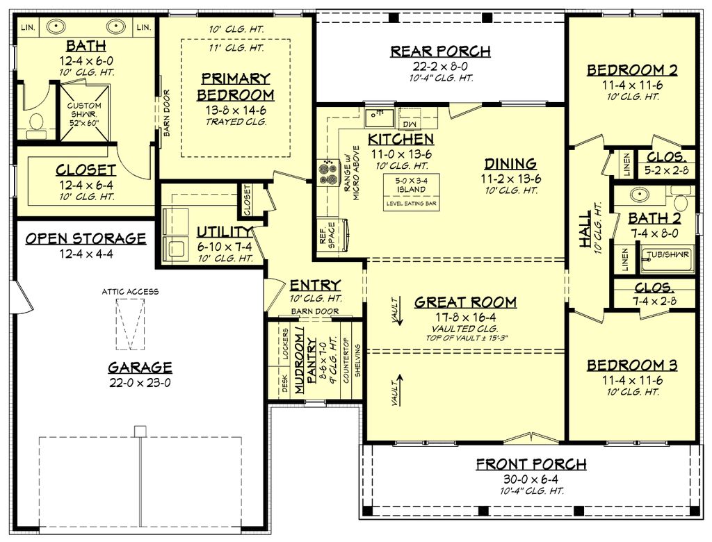 Farmhouse Style House Plan - 3 Beds 2 Baths 1740 Sq/Ft Plan #430-241