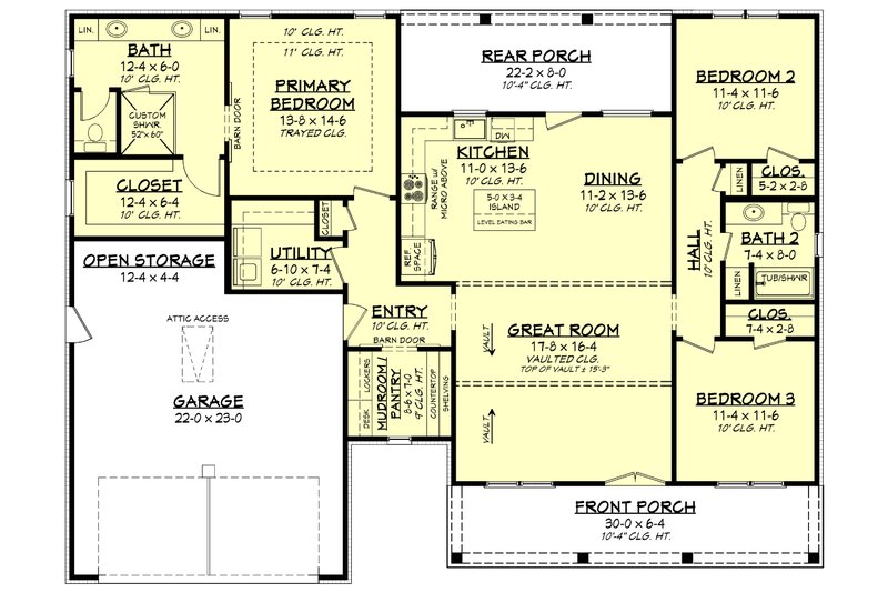 Farmhouse Style House Plan - 3 Beds 2 Baths 1740 Sq/Ft Plan #430-241 ...