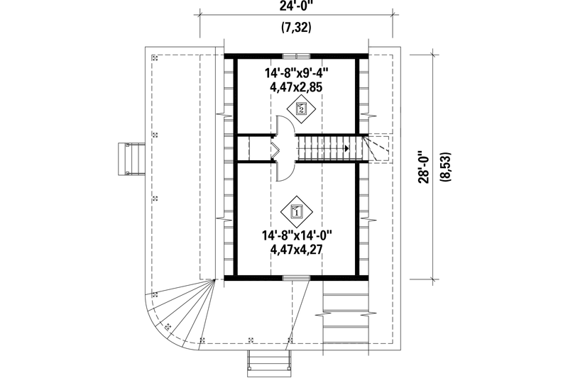 Architectural House Design - Floor Plan - Upper Floor for Country House Plan #25-4526 - 4 bed, 1 bath