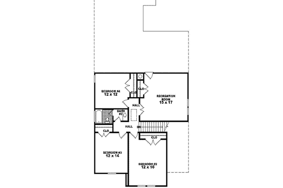 Floor Plan - Upper Floor for Tudor House Plan #81-414 - 4 bed, 2.5 bath