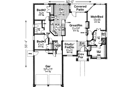Floor Plan - Main Floor for European House Plan #310-162 - 4 bed, 2 bath