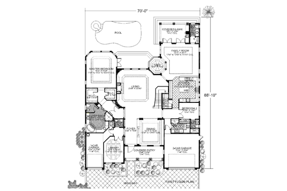 Floor Plan - Main Floor for Mediterranean House Plan #420-247 - 5 bed, 6.5 bath