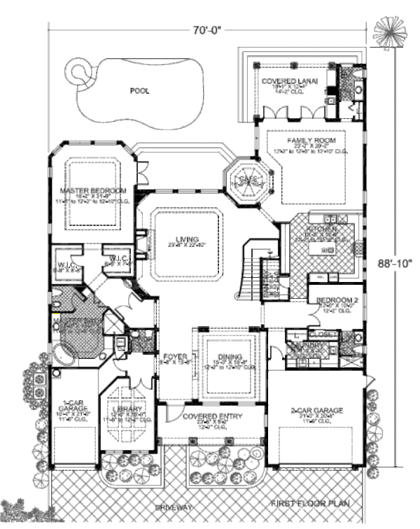 Mediterranean Floor Plan - Main Floor Plan #420-247