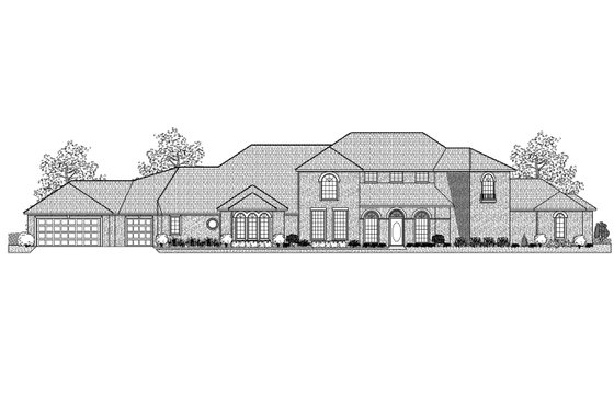 Exterior - Front Elevation for European House Plan #65-432 - 4 bed, 5 bath