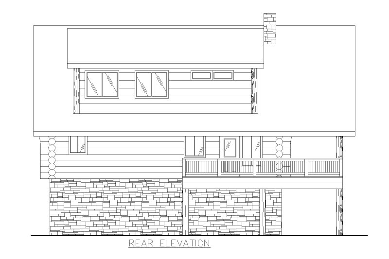 Home Plan - Exterior - Rear Elevation for Log House Plan #117-963 - 3 bed, 3.5 bath