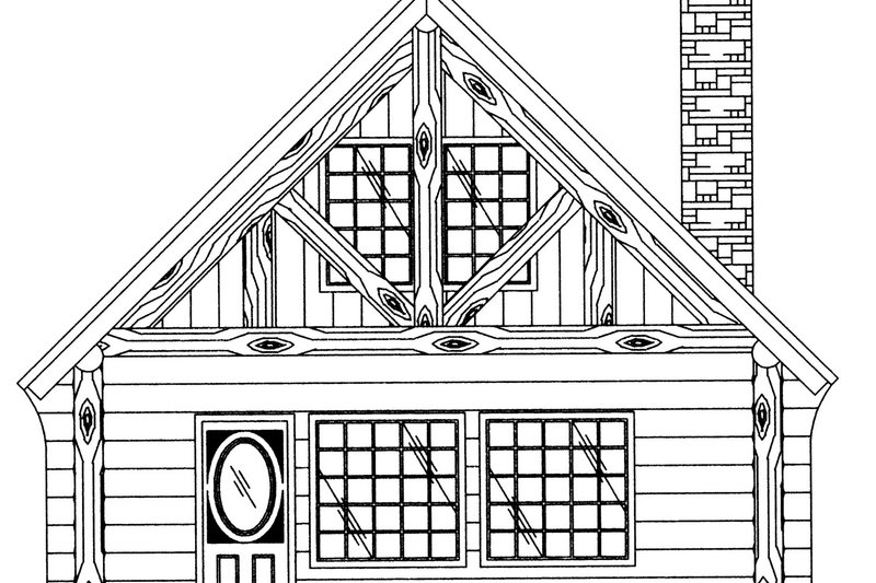 Home Plan - Exterior - Front Elevation 3 for Log House Plan #117-500 - 1 bed, 1 bath