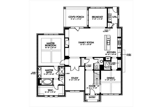 Floor Plan - Main Floor for European House Plan #449-5 - 4 bed, 3.5 bath