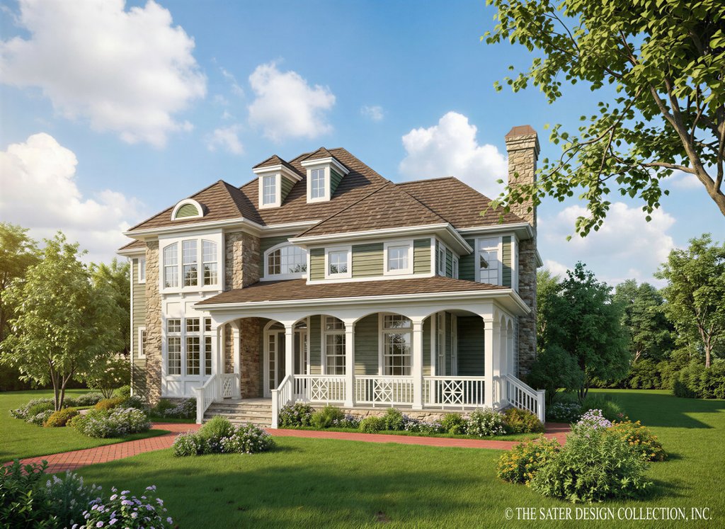 Exterior - Front Elevation 2 for Country House Plan #930-199 - 3 bed, 3.5 bath