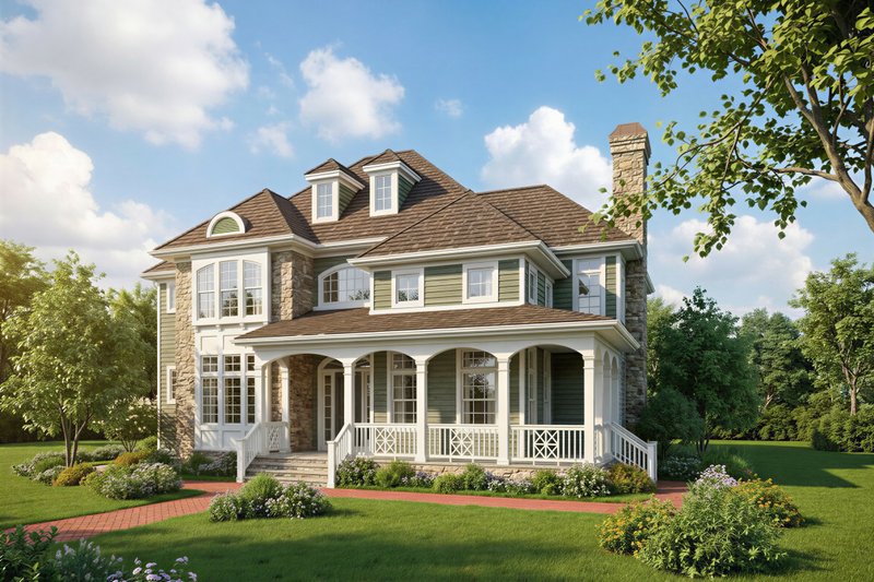 Home Plan - Exterior - Front Elevation 2 for Country House Plan #930-199 - 3 bed, 3.5 bath