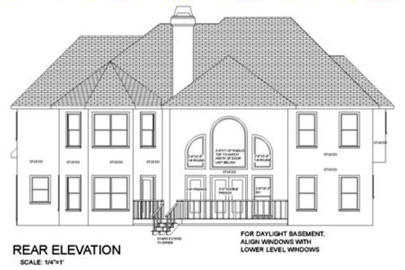 Dream House Plan - Exterior - Rear Elevation for European House Plan #56-225 - 5 bed, 4 bath