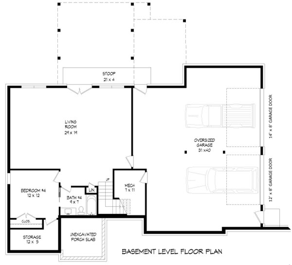 Craftsman Floor Plan - Lower Floor Plan #932-1029