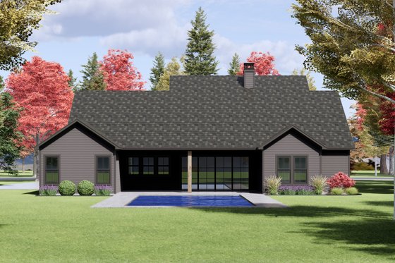 Exterior - Rear Elevation for Farmhouse House Plan #1096-66 - 4 bed, 3 bath