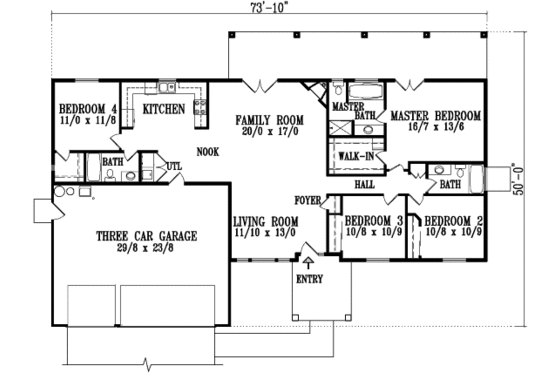 Floor Plan - Main Floor for Mediterranean House Plan #1-744 - 4 bed, 3 bath