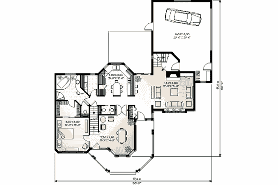 Floor Plan - Main Floor for Victorian House Plan #23-2017 - 4 bed, 3.5 bath