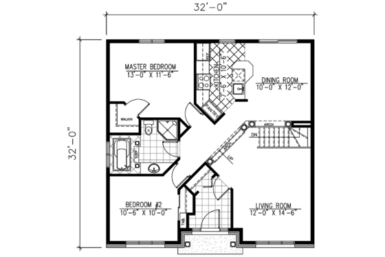 Floor Plan - Main Floor for Traditional House Plan #138-199 - 2 bed, 1 bath