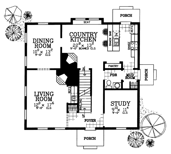 House Blueprint - Colonial Floor Plan - Main Floor Plan #72-120
