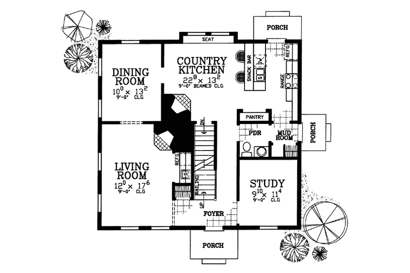 Home Plan - Floor Plan - Main Floor for Colonial House Plan #72-120 - 3 bed, 2.5 bath