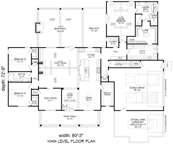 Dream House Plan - Farmhouse Floor Plan - Main Floor Plan #932-1317