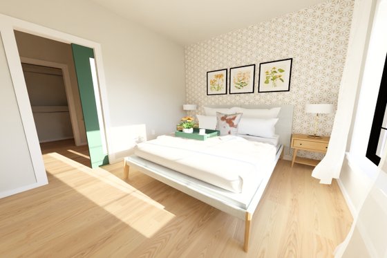 Interior - Master Bedroom 1 for Farmhouse House Plan #126-296 - 1 bed, 1 bath