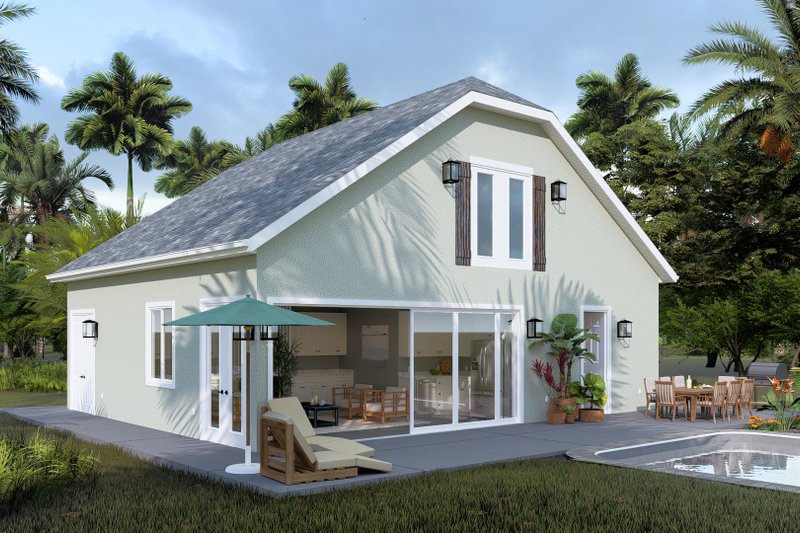 House Design - Exterior - Rear Elevation 1 for Traditional House Plan #1060-223, 1 bath