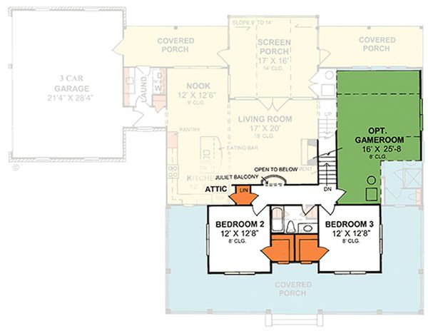 Home Plan - Country Floor Plan - Upper Floor Plan #20-2041