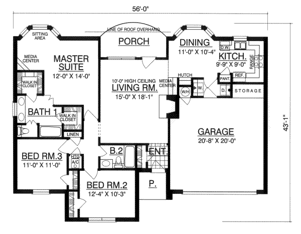 Home Plan - Traditional Floor Plan - Main Floor Plan #40-185