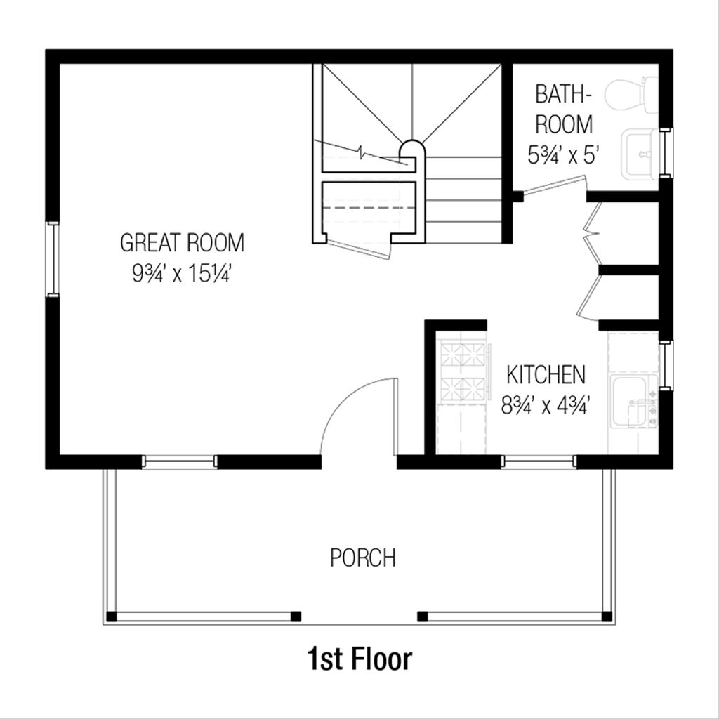 Cottage Style House Plan 2 Beds 1.5 Baths 750 Sq/Ft Plan