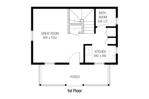 Floor Plan - Main Floor for Cottage House Plan #915-13 - 2 bed, 1.5 bath
