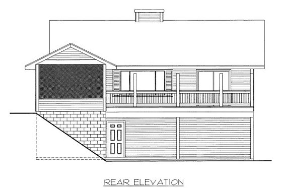 Exterior - Rear Elevation for Traditional House Plan #117-725 - 2 bed, 1.5 bath