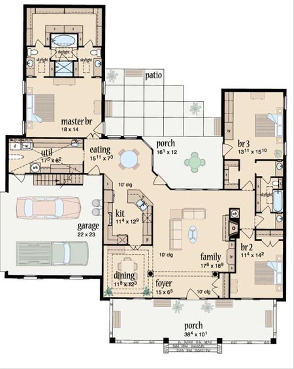 Home Plan - Southern Floor Plan - Main Floor Plan #36-201