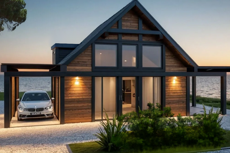 House Blueprint - Exterior - Front Elevation 3 for Modern House Plan #542-8 - 2 bed, 1 bath