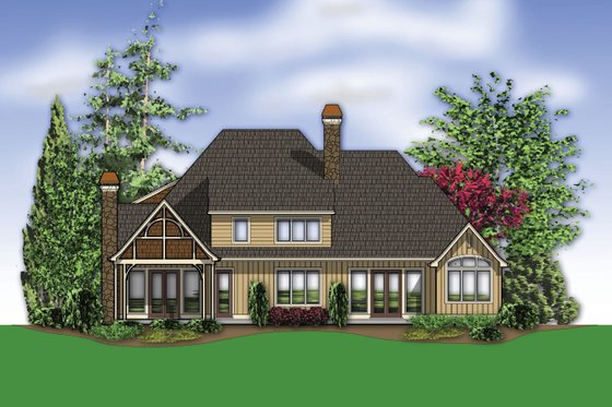 Exterior - Rear Elevation for European House Plan #48-614 - 4 bed, 4 bath