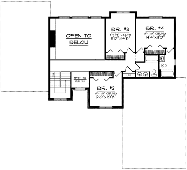 Traditional Floor Plan - Upper Floor Plan #70-846