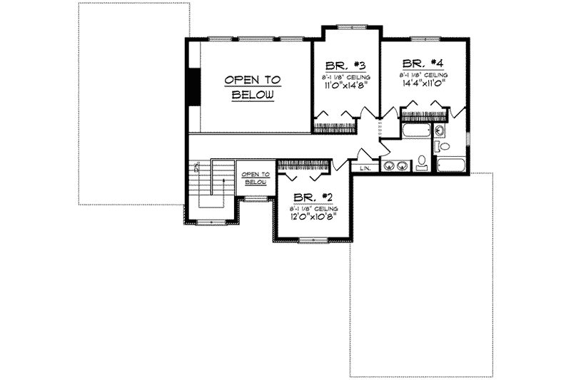 Home Plan - Floor Plan - Upper Floor for Traditional House Plan #70-846 - 4 bed, 3.5 bath