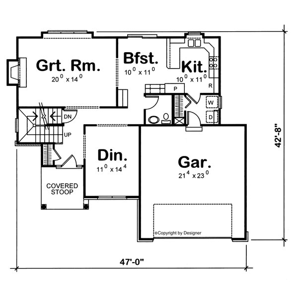 Dream House Plan - Floor Plan - Main Floor for Country House Plan #20-2042 - 4 bed, 2.5 bath