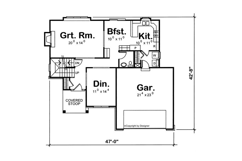 Dream House Plan - Floor Plan - Main Floor for Country House Plan #20-2042 - 4 bed, 2.5 bath