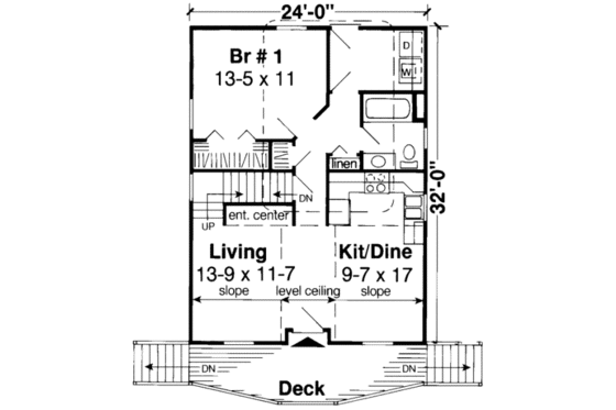 Floor Plan - Main Floor for Country House Plan #312-438 - 1 bed, 1 bath