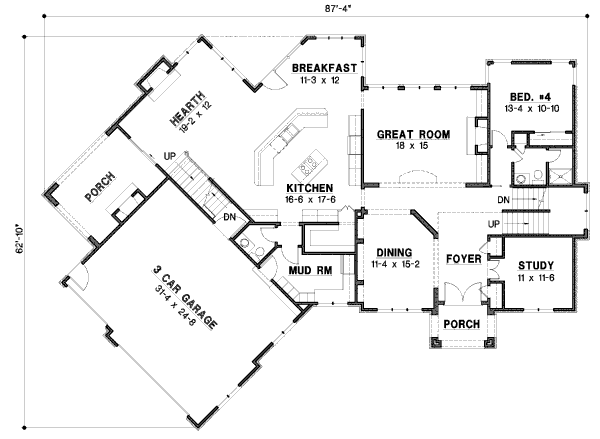 Traditional Floor Plan - Main Floor Plan #67-866