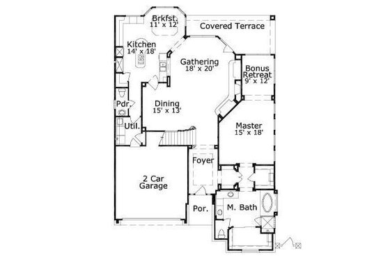 Floor Plan - Main Floor for European House Plan #411-858 - 4 bed, 3.5 bath