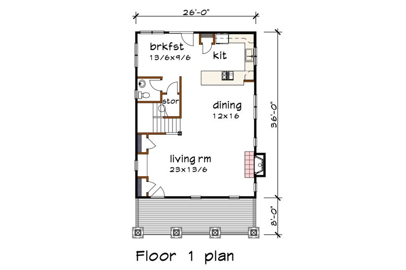 Home Plan - Floor Plan - Main Floor for Craftsman House Plan #79-352 - 3 bed, 2.5 bath