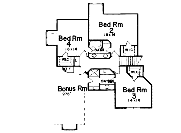 Architectural House Design - European Floor Plan - Upper Floor Plan #52-134