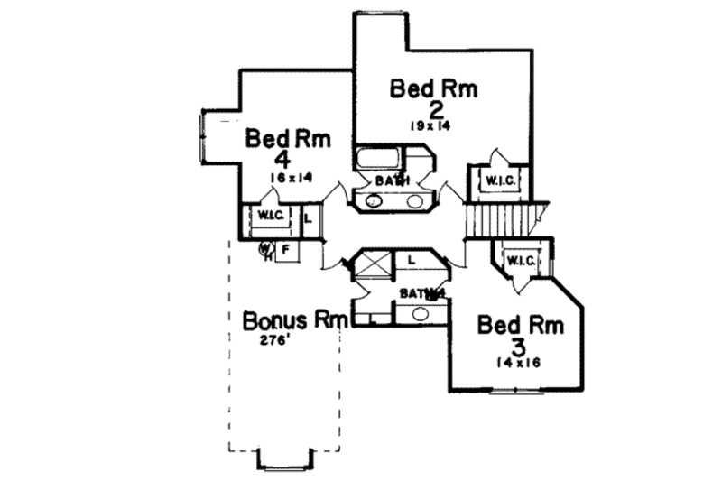 Architectural House Design - Floor Plan - Upper Floor for European House Plan #52-134 - 4 bed, 3.5 bath